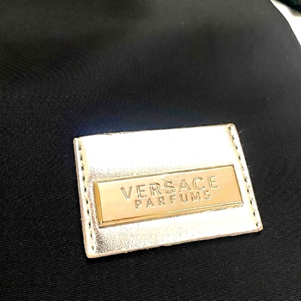 🖤 Versace® Parfum Black & Silver Nylon Tote Bag w/ Strap NEW! - Picture 2 of 11
